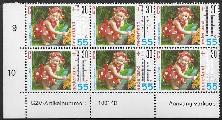 Zomer 1990 55 cent zonder C. Blok van 6 postfris, zegel 82., Postzegels en Munten, Postzegels | Nederland, Postfris, Na 1940, Ophalen of Verzenden