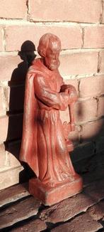 antiek houten beeld 1850 met verflagen 35 cm hoog, Ophalen of Verzenden