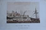 Hellevoetsluis Mooie Aquatint ingang Haven Gravure 1790 GU4, Antiek en Kunst, Kunst | Etsen en Gravures, Verzenden