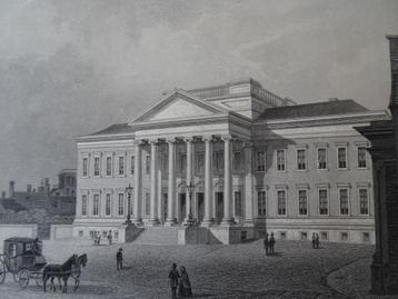 Staalgravure academiegebouw groningen, joh. Poppel, ca 1850. beschikbaar voor biedingen
