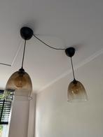 2 Hanglampen rookkleur glas, Ophalen, Gebruikt, Glas, Minder dan 50 cm