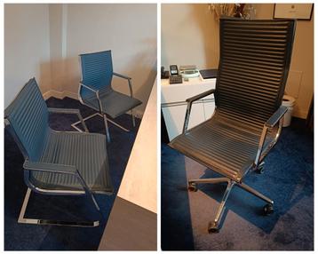 Set Luxy Nulite directiestoel en 2x bezoekersstoel ribbed beschikbaar voor biedingen