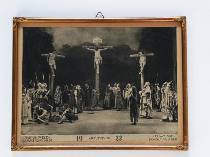 Oberammergauer Passiespelen 1922 Oberammergau kruisiging, Antiek en Kunst, Antiek | Religie, Ophalen of Verzenden