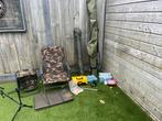 Complete vis set, hengels, paraplu, stoel, beetmelders, Ophalen, Zo goed als nieuw, Complete set