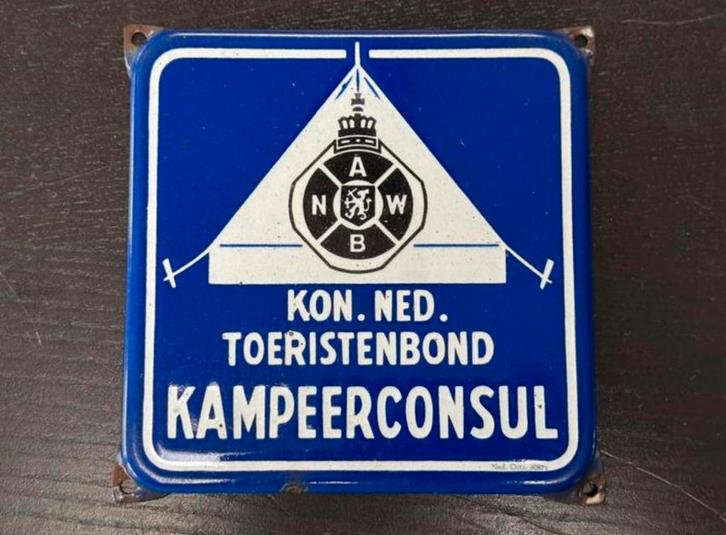 Emaille Reclamebord ANWB Kampeerconsul ,,Langcat’’ Bussum, Verzamelen, Merken en Reclamevoorwerpen, Zo goed als nieuw, Ophalen of Verzenden