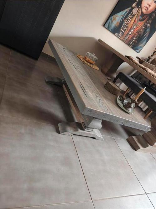 Kloostertafel / Salontafel grey wash, Huis en Inrichting, Tafels | Salontafels, Zo goed als nieuw, Minder dan 50 cm, 50 tot 100 cm
