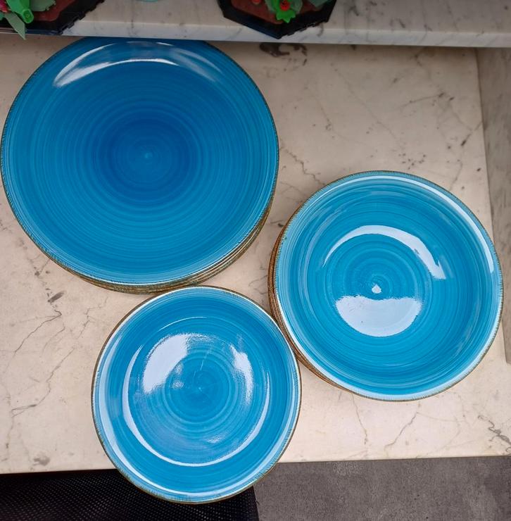 Serviesset - 15 Delig - Blauw, Antiek en Kunst, Antiek | Servies compleet, Ophalen