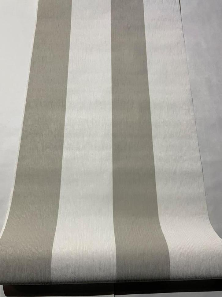 Vliesbehang Basic Streep - Lichtgrijs €5 per rol., Huis en Inrichting, Stoffering | Behang, Wit, Grijs, 25 tot 50 m², Ophalen of Verzenden