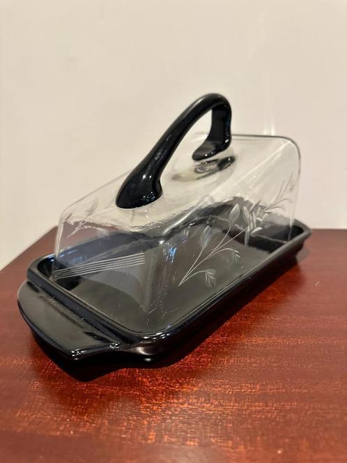 ZWARTEN KAASSTOLP -met glazen deksel - code 59, Huis en Inrichting, Woonaccessoires | Overige, Gebruikt, Ophalen of Verzenden