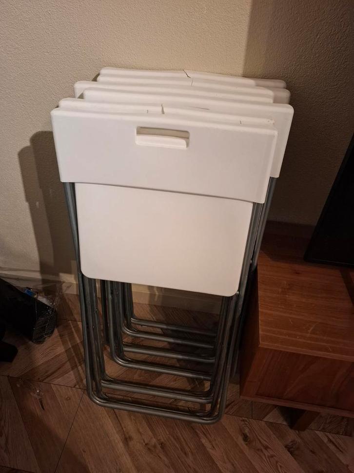 4x IKEA Klapstoelen - Wit - Gebruikt, Huis en Inrichting, Stoelen, Ophalen