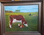 Schilderij met Koeien, Antiek en Kunst, Kunst | Schilderijen | Klassiek, Ophalen of Verzenden