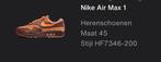 Op voorraad: Nike Air Max 1 King's Day maat 45 EU, Overige kleuren, Nike, Nieuw, Ophalen of Verzenden