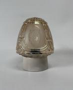 Vintage amber glazen plafondlamp bewerkt sierlijk patroon, Ophalen of Verzenden, Zo goed als nieuw, Glas, Art nouveau