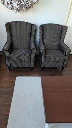 Set van 2 gestreepte oorstoelen, Huis en Inrichting, Minder dan 50 cm, Gebruikt, Minder dan 75 cm, Ophalen of Verzenden