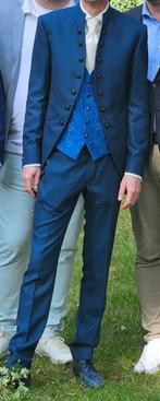 Uniek Italiaans trouwpak: 3 delig blauw Guglielmo G. Maat 48, Ophalen, Zo goed als nieuw, Overige kleuren, Trouwpak
