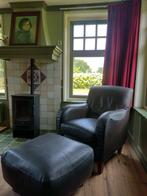 Fauteuil met hocker, Ophalen, Gebruikt, Leer, 50 tot 75 cm