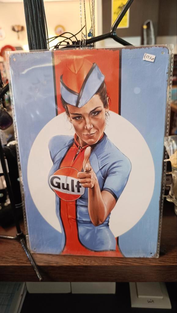 Gulf wandbord, Verzamelen, Merken en Reclamevoorwerpen, Zo goed als nieuw, Reclamebord, Ophalen of Verzenden