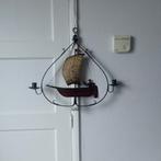 Vintage wand Zeilboot met twee kaarsen houder 48 x 54, Antiek en Kunst, Ophalen of Verzenden