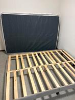VidaXL Boxspring 140x200 Grijs + Topper, Huis en Inrichting, Slaapkamer | Bedden, Ophalen, Tweepersoons, 140 cm, Zo goed als nieuw