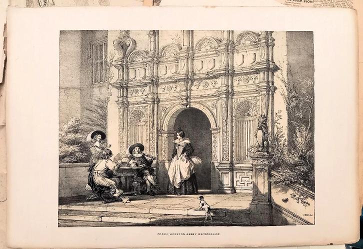 Lithografie Porch Wroxton Abbey Oxfordshire [c1841] J. Nash, Antiek en Kunst, Antiek | Boeken en Bijbels, Ophalen of Verzenden