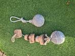2 zinken drijvers met touw en kurken maritieme decoratie, Ophalen of Verzenden, Gebruikt