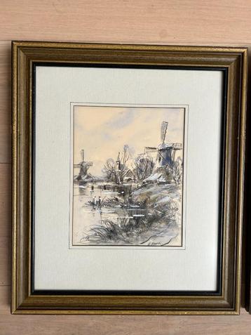 Schilderij 2 werken van D. van Hoven beschikbaar voor biedingen