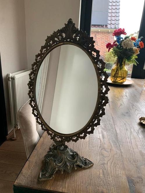 Franse antiek kaptafel spiegel koper, messing izgst!, Antiek en Kunst, Antiek | Spiegels, Minder dan 50 cm, Minder dan 100 cm