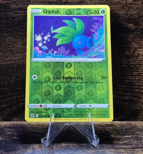 Oddish Reverse 001/159 Crown Zenith, Hobby en Vrije tijd, Verzamelkaartspellen | Pokémon, Nieuw, Losse kaart, Foil, Verzenden