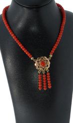 Bloedkoraal fraaie ketting 14k slot en hanger vintage dames, Sieraden, Tassen en Uiterlijk, Verzenden, Goud, Ketting, Met edelsteen