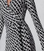 Diane Von Furstenberg - Black & White Chain Link Wrap Dress, Maat 38/40 (M), Zwart, Ophalen of Verzenden, Zo goed als nieuw