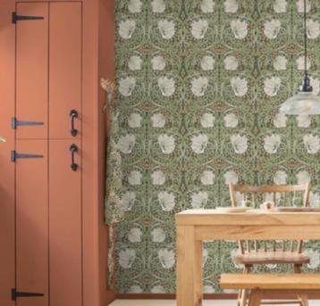 2 nieuwe rollen vliesbehang William Morris Pimpernel green beschikbaar voor biedingen