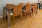 Design eettafel – massief mahonie & RVS – 200 x 100 cm, Ophalen, 100 tot 150 cm, 200 cm of meer, Zo goed als nieuw