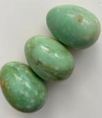 Drie groene marmeren ei, natuursteen ei rustiek huisdecor,, Ophalen of Verzenden