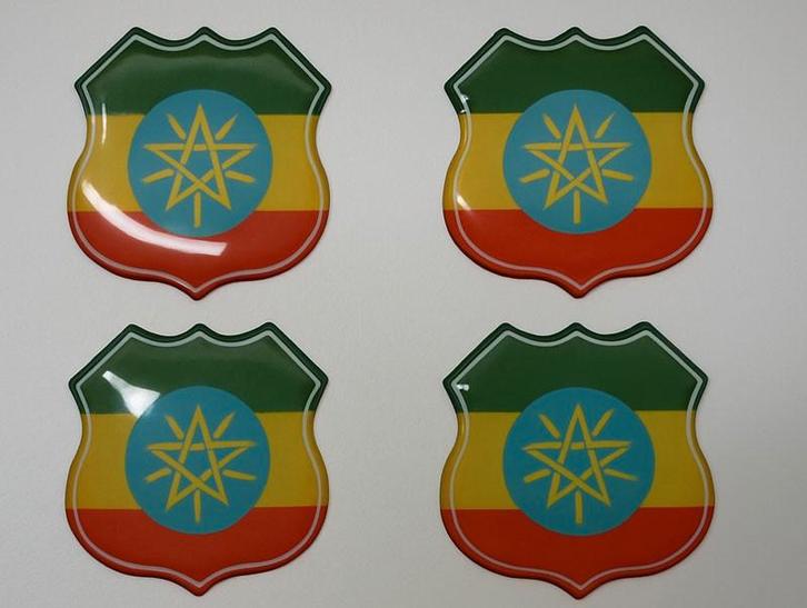 3D Ethiopie gel vlag stickers 3x3cm UV-bestendig, Verzamelen, Stickers, Nieuw, Overige typen, Verzenden