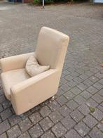 Crème lederen fauteuil, Huis en Inrichting, Fauteuils, Gebruikt, Ophalen of Verzenden, 75 tot 100 cm, Modern