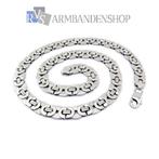 RVS platte koningsschakel ketting 60 lang en 8 mm breed, Sieraden, Tassen en Uiterlijk, Kettingen, Verzenden, Nieuw, Zilver, Overige materialen
