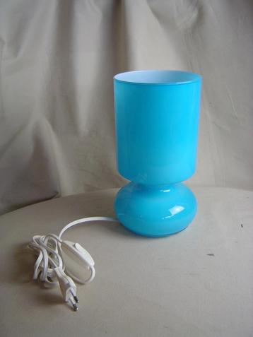 Vintage turquoise glazen tafellamp Lykta Ikea jaren 80-90