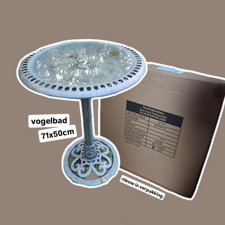 Vogelbad op poot, antiek groen, kunststof, nieuw, Tuin en Terras, Vogelhuisjes en Vogelbaden, Nieuw, Ophalen of Verzenden