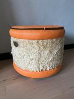 Vintage oranje poef opbergmeubel jaren 70 poef, Ophalen