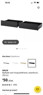 Ikea 2x Malm bedlade zwartbruin - Nieuwstaat!, Ophalen, Zo goed als nieuw, Hout