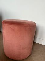 Oud roze velvet poef, Ophalen, Gebruikt, Rond, Minder dan 50 cm