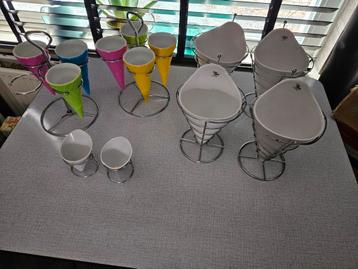 Porseleinen Frietzakjes & Ijshoorns - Set beschikbaar voor biedingen