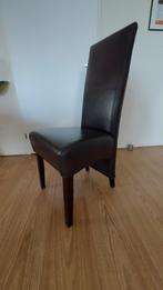 gratis 6 leren eetkamerstoelen donkerbruin, Huis en Inrichting, Stoelen, Ophalen, Gebruikt, Bruin, Leer