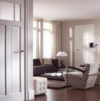 Tijdloze binnendeur met glas Stomp wit voorgelakt, Niet ingevuld, 80 tot 100 cm, Binnendeur, Niet ingevuld