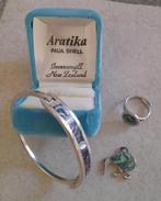 Paua shell sieraden (ring, armband en kiwi-hangertje), Overige typen, Gebruikt, Ophalen, Overige kleuren