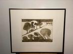 Ets van Pauline Lutters; “Bij ons in ‘t veld”. 51 x 61, Antiek en Kunst, Kunst | Etsen en Gravures, Ophalen of Verzenden