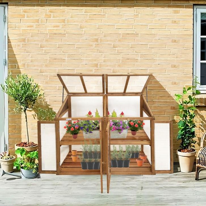 Kweekkas | Broeikas | Tuinkas | 120x49x97,5 cm | Vurenhout, Tuin en Terras, Kassen, Nieuw, Muurkas, Overige materialen, Polycarbonaat
