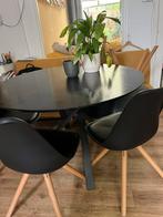 Ronde Eettafel (120cm) met 6 Stoelen, Ophalen, Gebruikt, Zwart, Vijf, Zes of meer stoelen