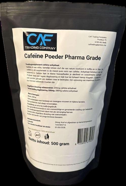 Cafeïne anhydraat poeder 500 gram (0.5KG) pharma grade, Diversen, Levensmiddelen, Ophalen of Verzenden