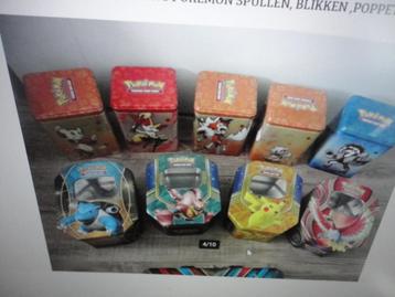 9 NIEUWE/ZGAN  LEGE POKEMON BLIKKEN/ TIN / LUNCHBOX//SPULLEN beschikbaar voor biedingen